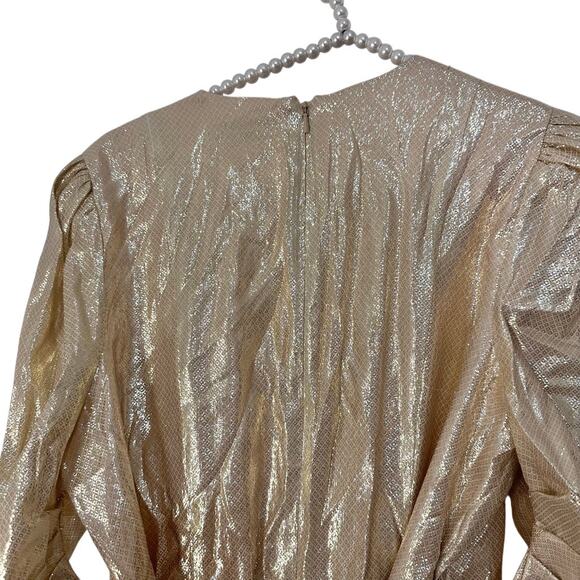 Alice McCall Astral Plane Cap Sleeve Metallic Gold Mini Dress Size 6 $475 - Picture 13 of 16